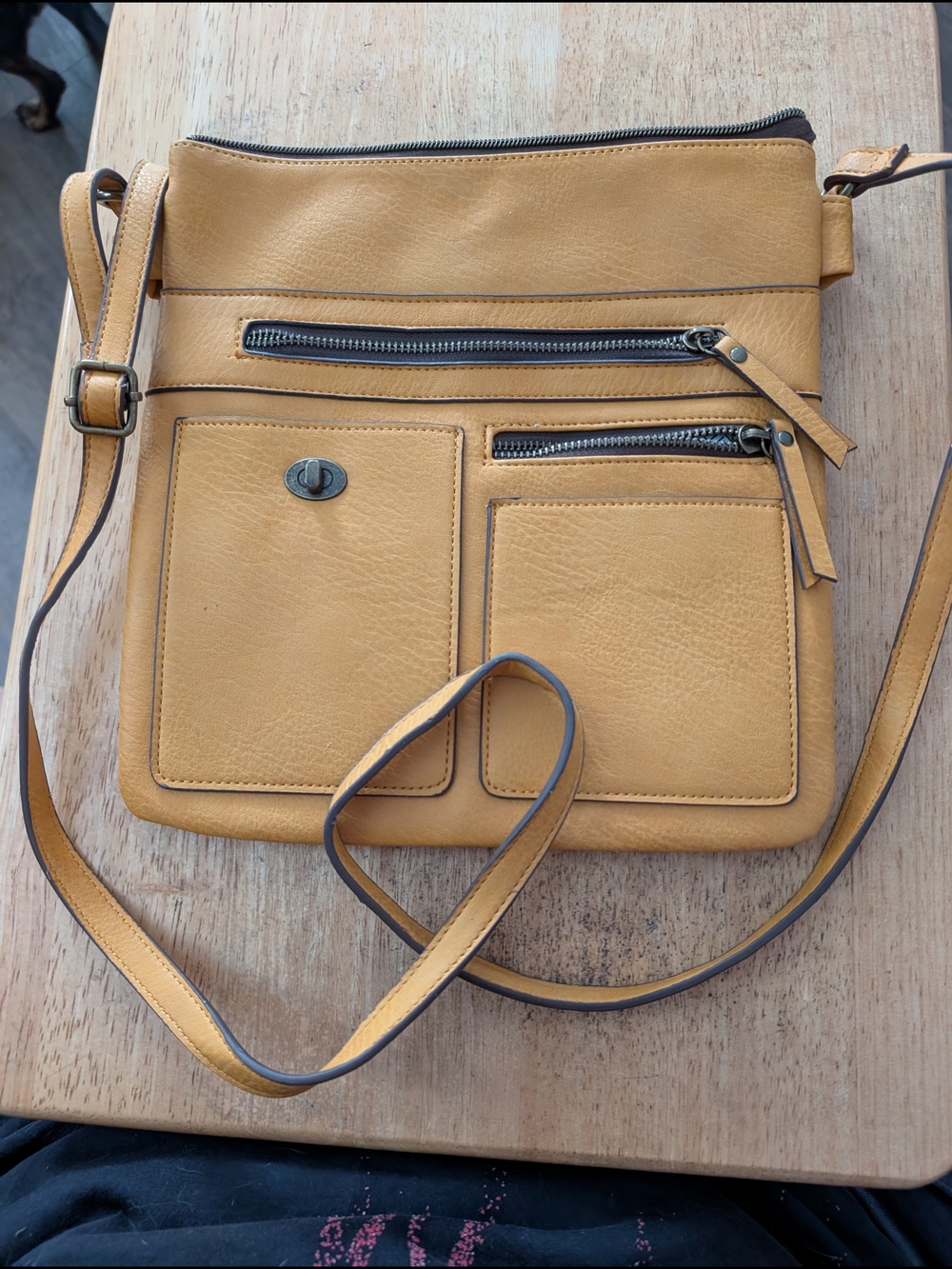 Classic Mustard Crossbody Bag with Front Pockets